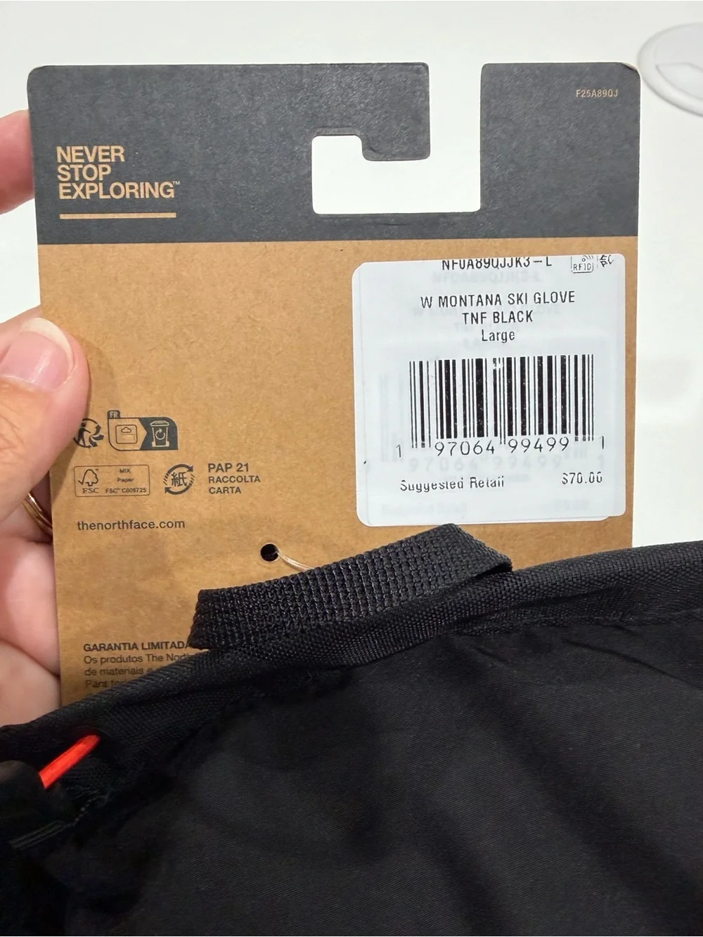 The North Face Women’s Large Montana Ski Gloves Snow Black NWT Touchscreen Lined